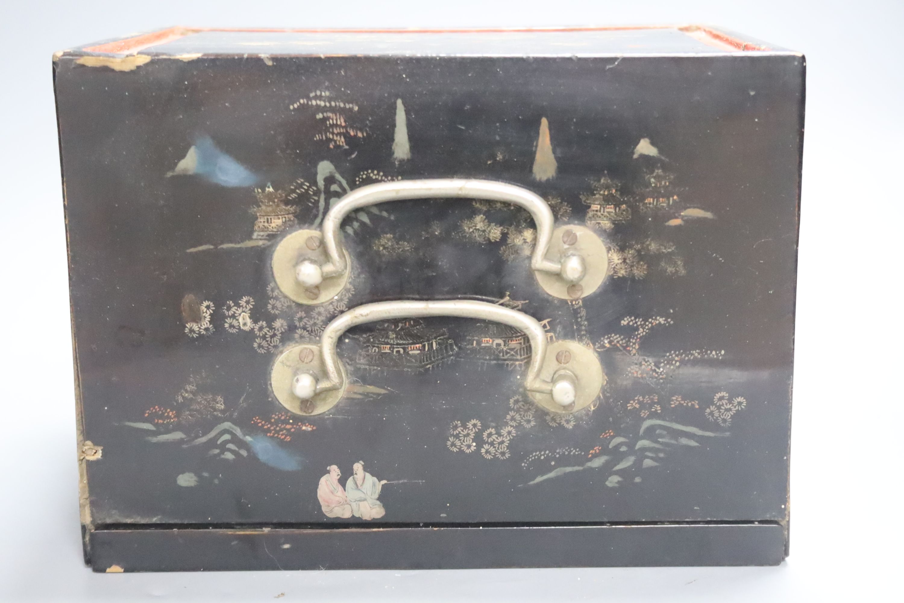 A Chinese lacquer cased Mah Jong set